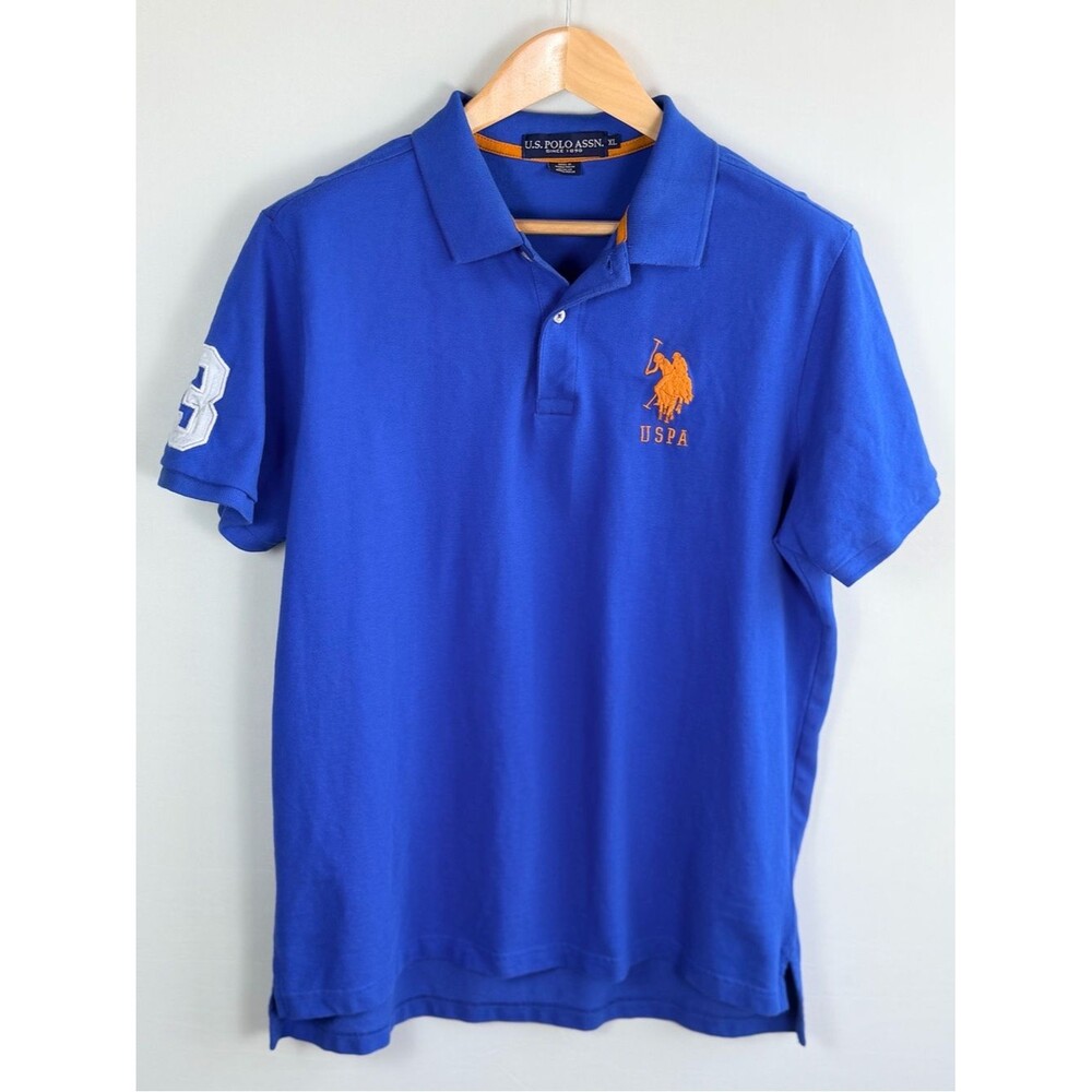 U.S. Polo Assn Blue Orange Big Logo Polo Shirt XL